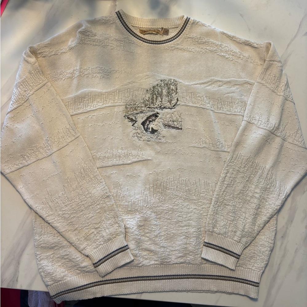 Embroidered fish sweater